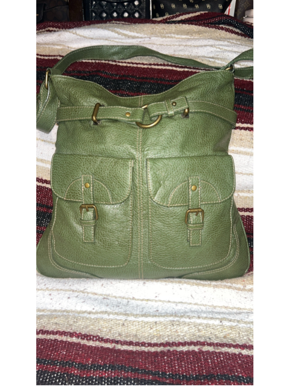 Women's Sonoma Green Leather Shoulder Bag, One Size